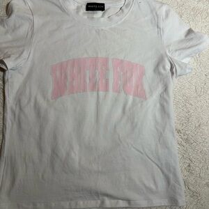 White Fox Boutique White and Pink Crop Top